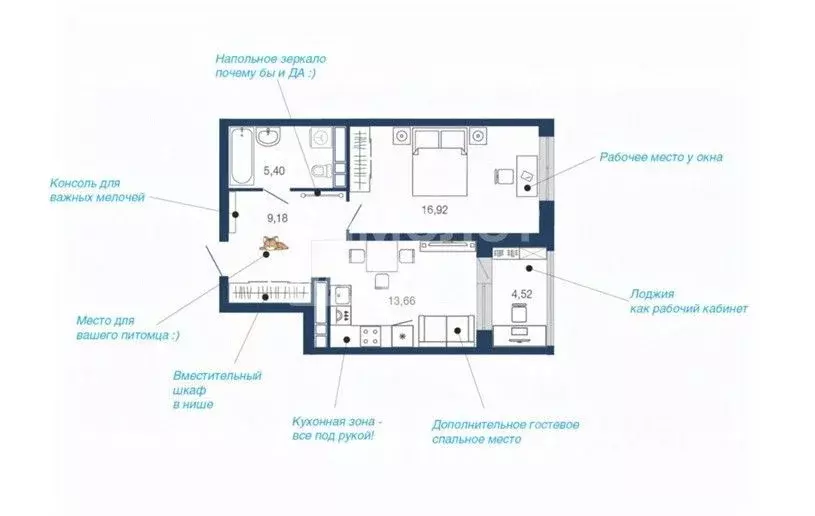 1-к кв. Липецкая область, Липецк Елецкое ш., 9 (49.68 м) - Фото 2