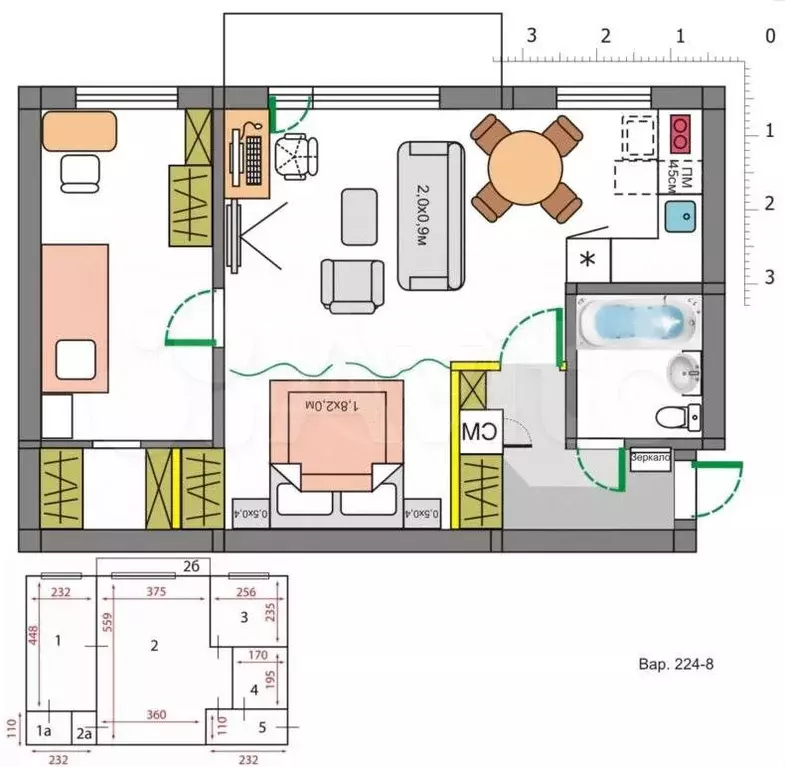 2-к. квартира, 42 м, 4/5 эт. - Фото 0