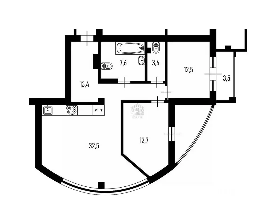 Квартира, 3 комнаты, 82.1 м - Фото 0