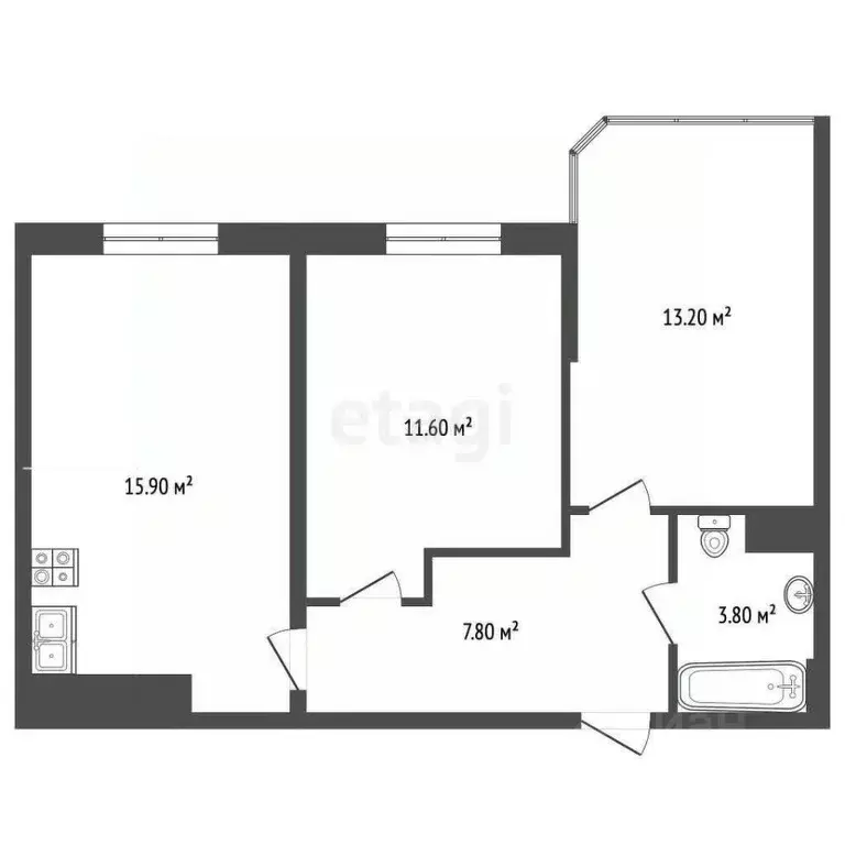 2-к кв. Краснодарский край, Анапа Анапское ш., 30к3 (52.3 м) - Фото 2