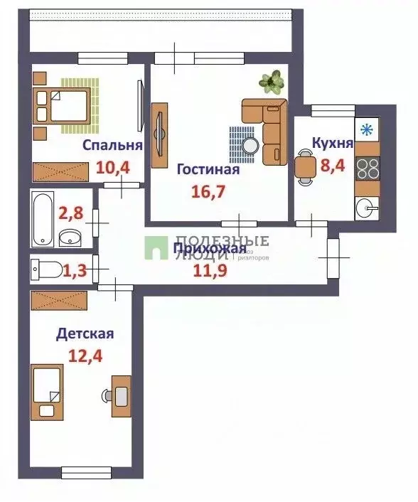 3-к кв. Кировская область, Киров Московская ул., 103 (64.0 м) - Фото 1