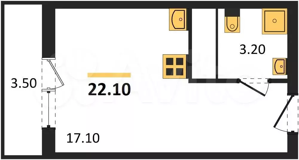 Квартира-студия, 22,1 м, 28/31 эт. - Фото 0