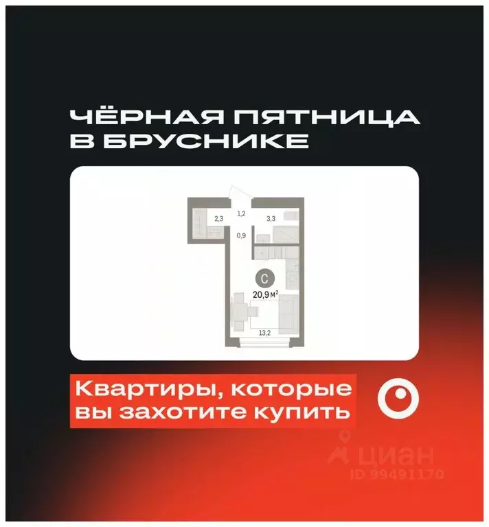 Студия Новосибирская область, Новосибирск ул. Аэропорт, 88 (20.9 м) - Фото 0