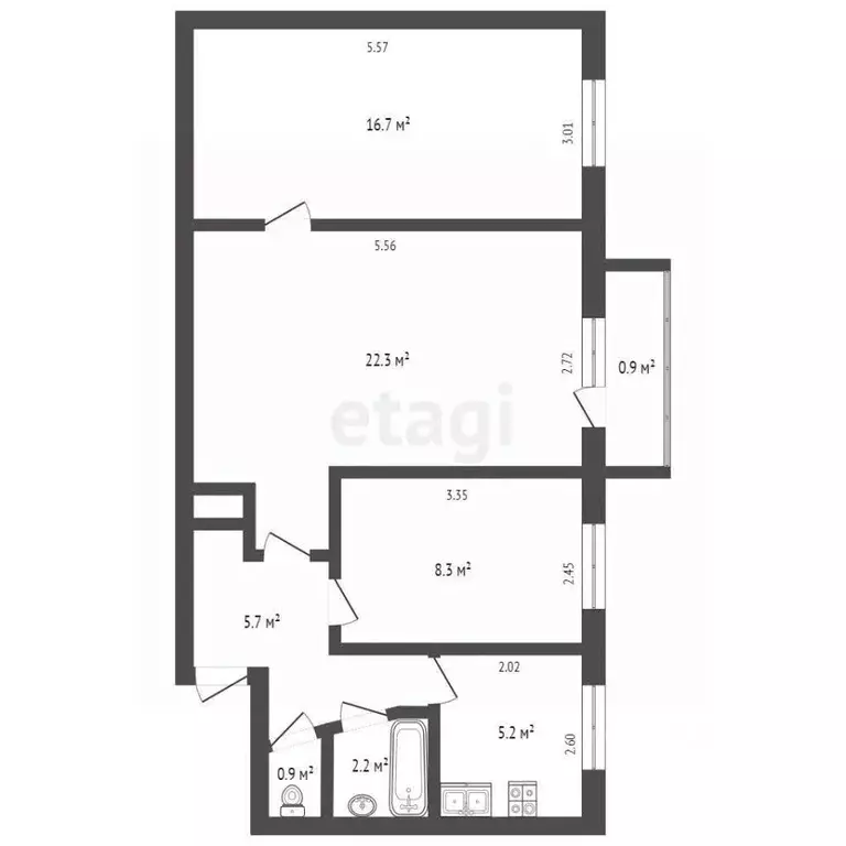 3-к кв. Крым, Евпатория ул. Некрасова, 85 (61.0 м) - Фото 2