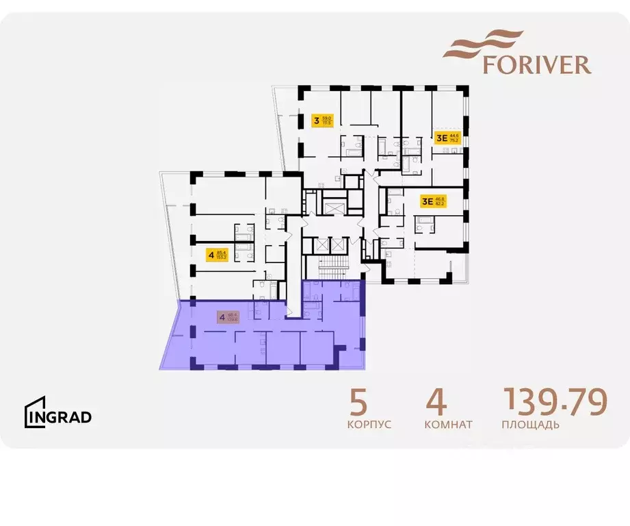 4-к кв. Москва Г мкр, Форивер жилой комплекс, 5 (139.79 м) - Фото 1
