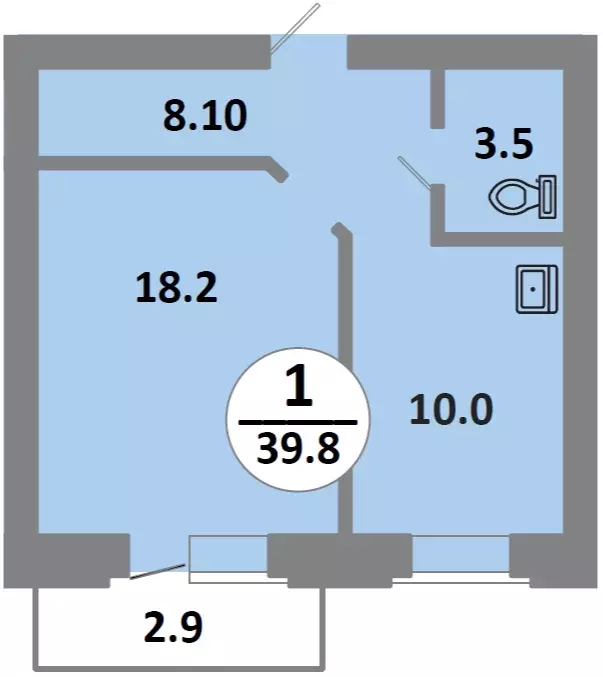 Продаётся 1-к квартира, 39.8 м - Фото 0