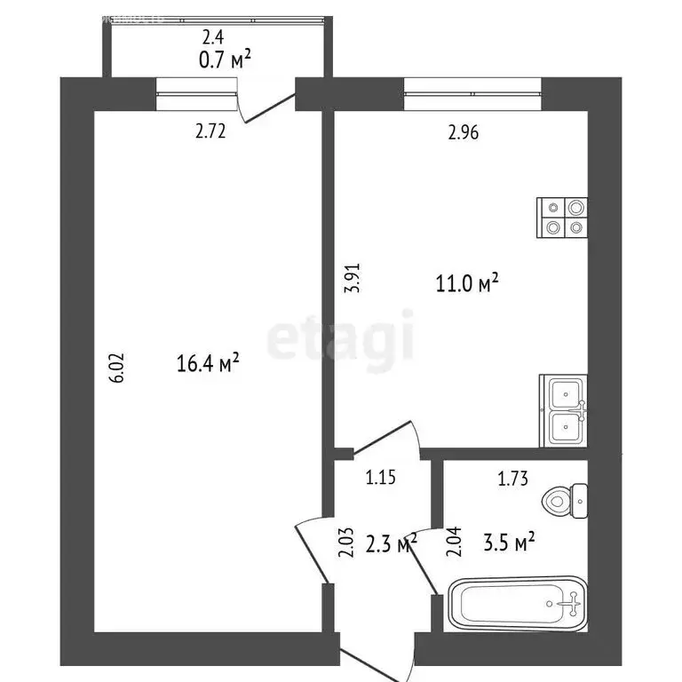 1-комнатная квартира: Самара, микрорайон Крутые Ключи, 1 (33.4 м) - Фото 1
