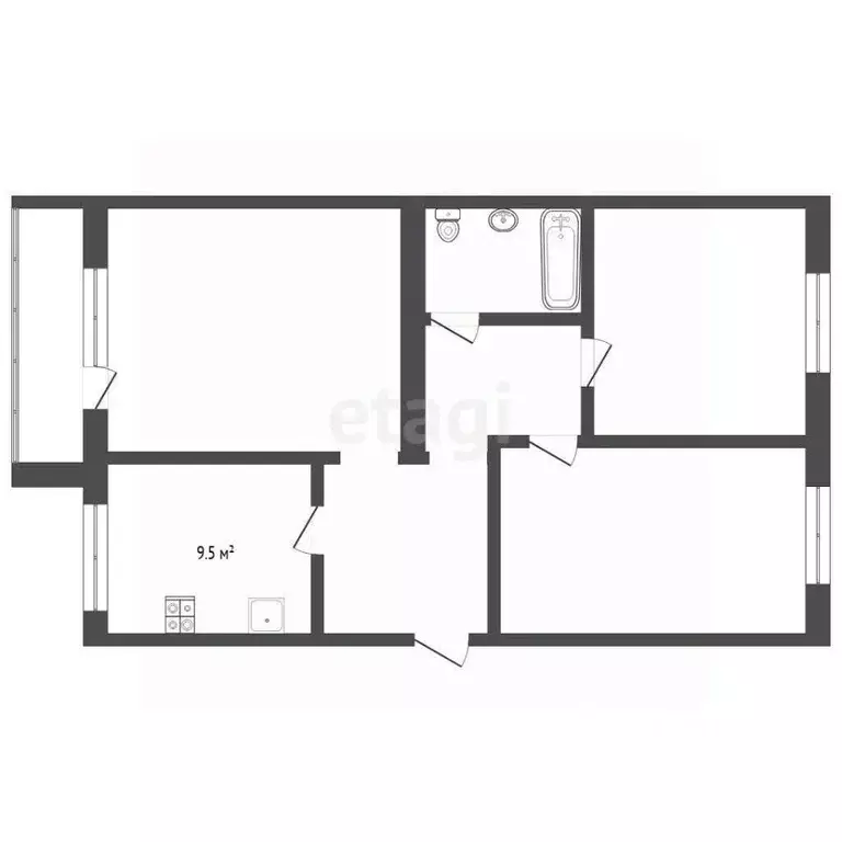 3-к кв. Тюменская область, Тюмень ул. Кузнецова, 16 (62.8 м) - Фото 1