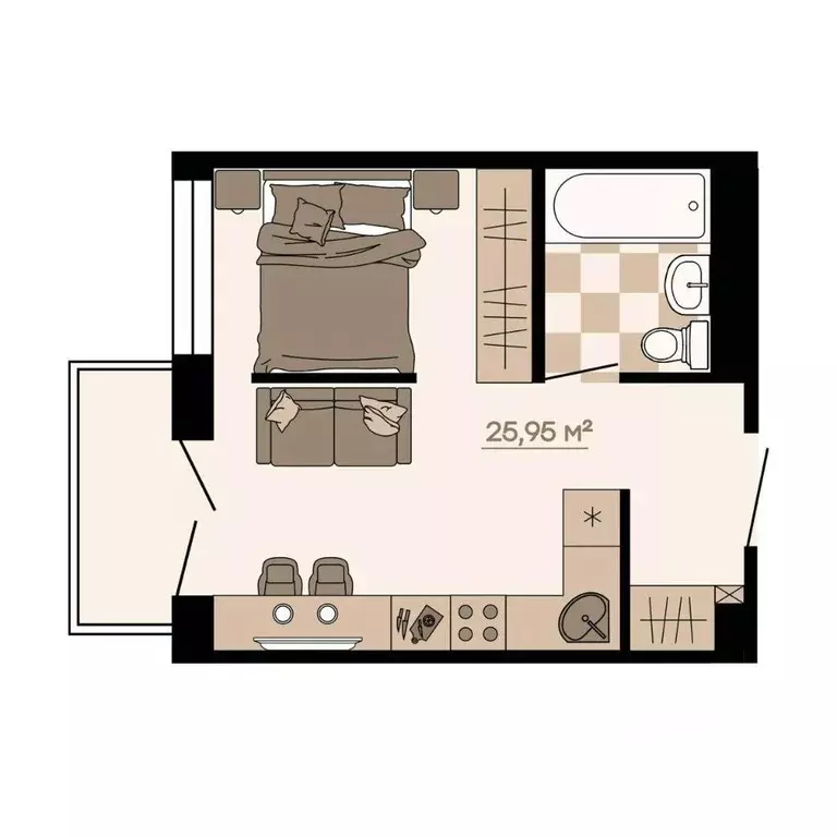 1-к кв. Приморский край, Владивосток ул. Грязелечебница (25.95 м) - Фото 1