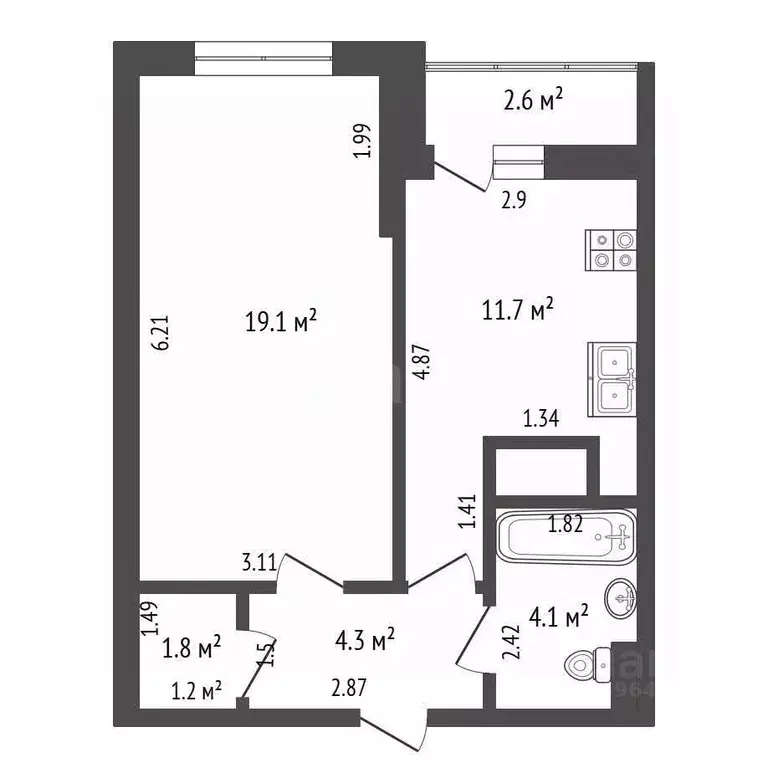 1-к кв. Московская область, Ленинский городской округ, д. Сапроново, ... - Фото 2