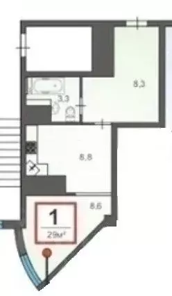 Студия Краснодарский край, Геленджик Крымская ул., 22к7 (29.3 м) - Фото 2