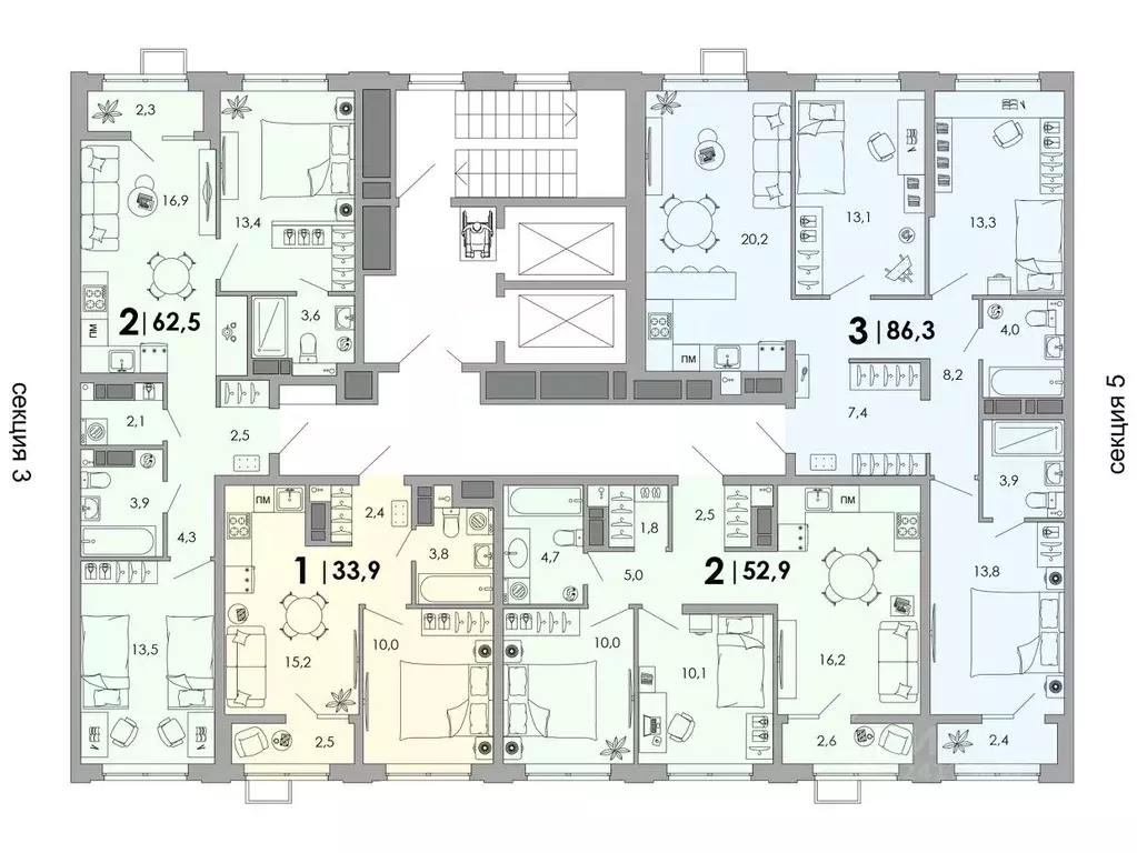 2-к кв. Владимирская область, Владимир Уно жилой комплекс (52.9 м) - Фото 1