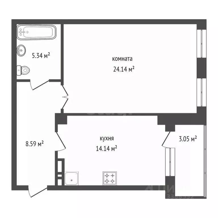 1-к кв. Красноярский край, Красноярск ул. Петра Ломако, 8 (51.9 м) - Фото 1