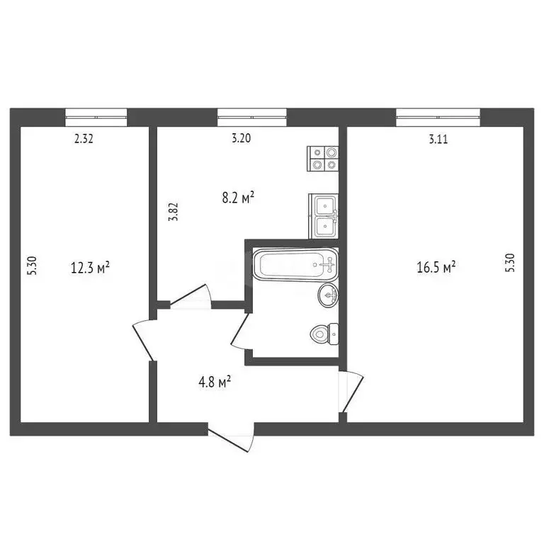 2-комнатная квартира: Харовск, улица Механизаторов, 13 (46 м) - Фото 1