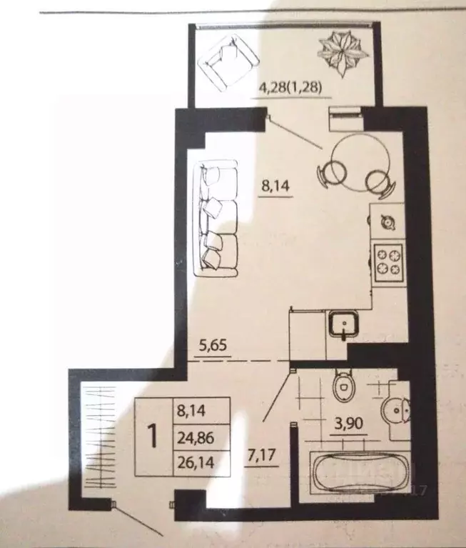 Студия Ростовская область, Ростов-на-Дону, Нахичевань ул. 26-я Линия, ... - Фото 2