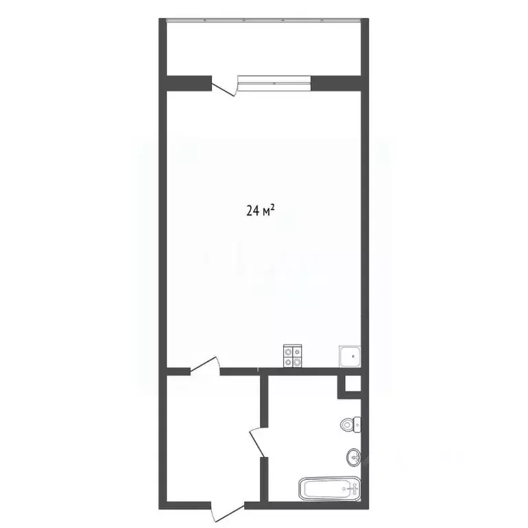 Студия Ханты-Мансийский АО, Сургут ул. Есенина, 4 (24.0 м) - Фото 0