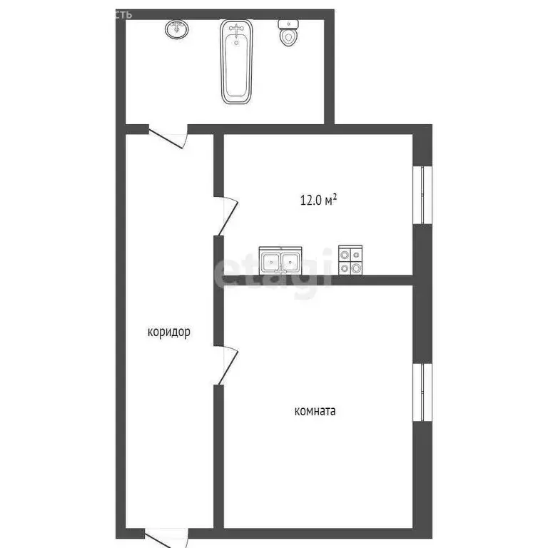 1-комнатная квартира: Туринск, улица Спорта, 32/1 (34.7 м) - Фото 1
