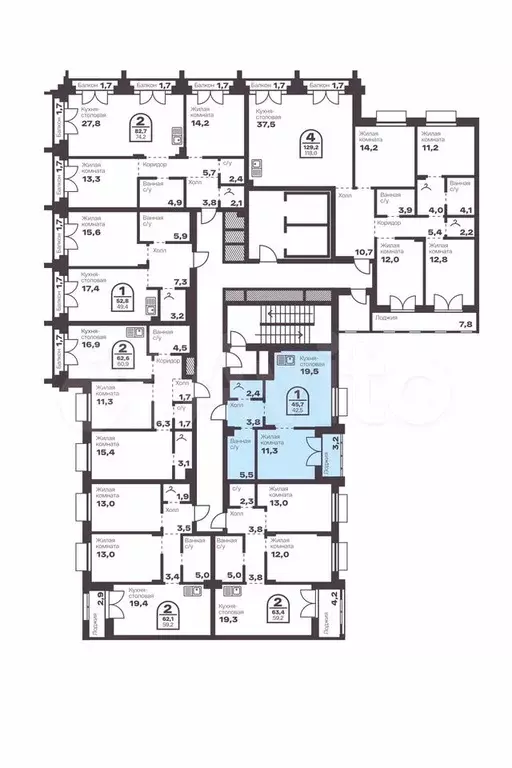 1-к. квартира, 42,5 м, 7/24 эт. - Фото 1