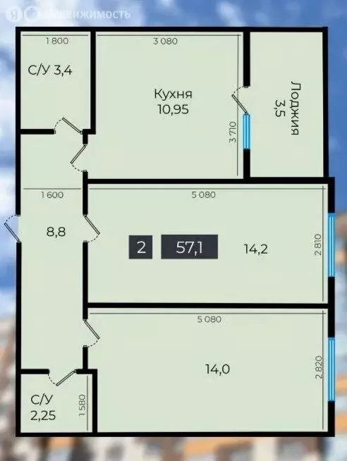 2-комнатная квартира: Ставрополь, улица Южный Обход, 53В (57.4 м) - Фото 1