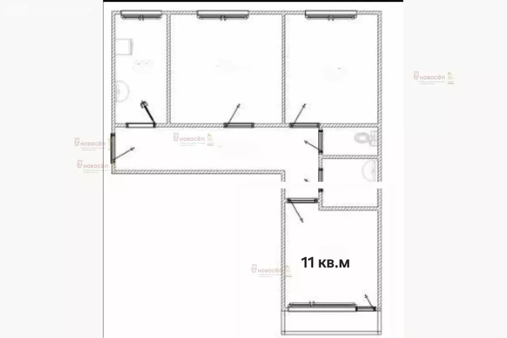1к в 3-комнатной квартире (11 м) - Фото 1