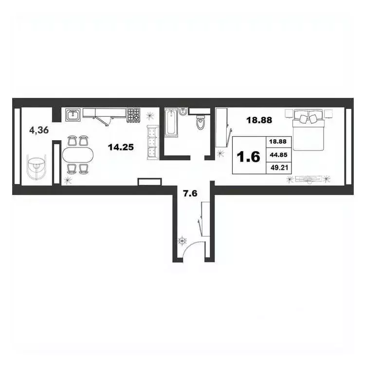 1-к кв. Новгородская область, Великий Новгород ул. Якова Павлова, 17 ... - Фото 1