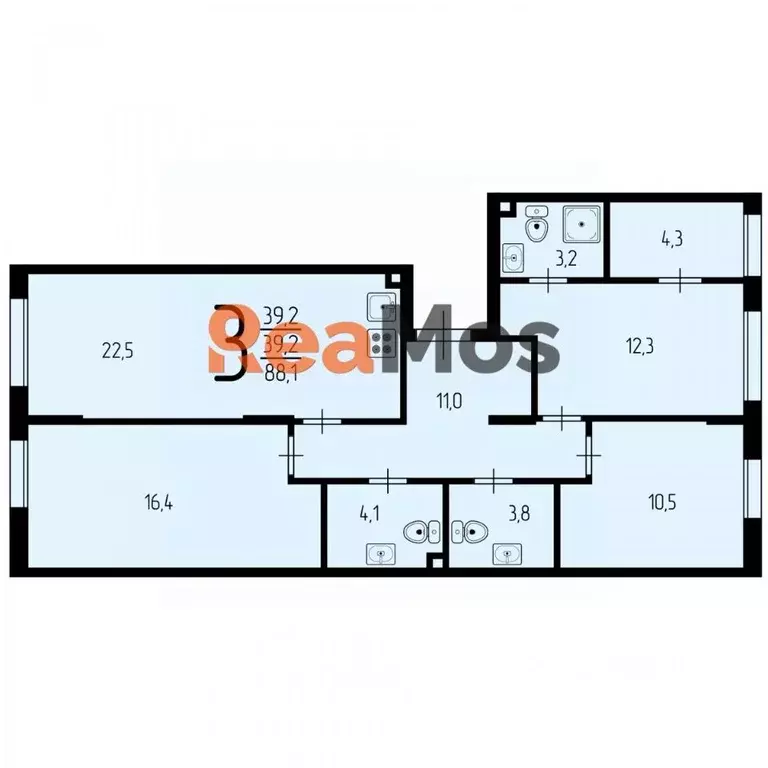 4-к кв. Москва Прокшино жилой комплекс, 6к3 (88.1 м) - Фото 0