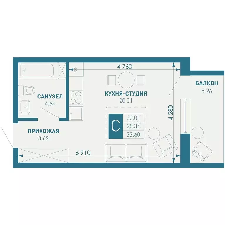 Квартира-студия: Краснодар, посёлок Берёзовый, микрорайон ... - Фото 1