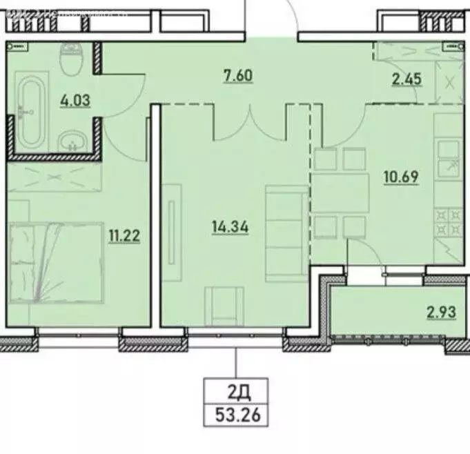 2-комнатная квартира: Иркутск, улица Сибирских Партизан, 1А/1 (50.6 м) - Фото 1