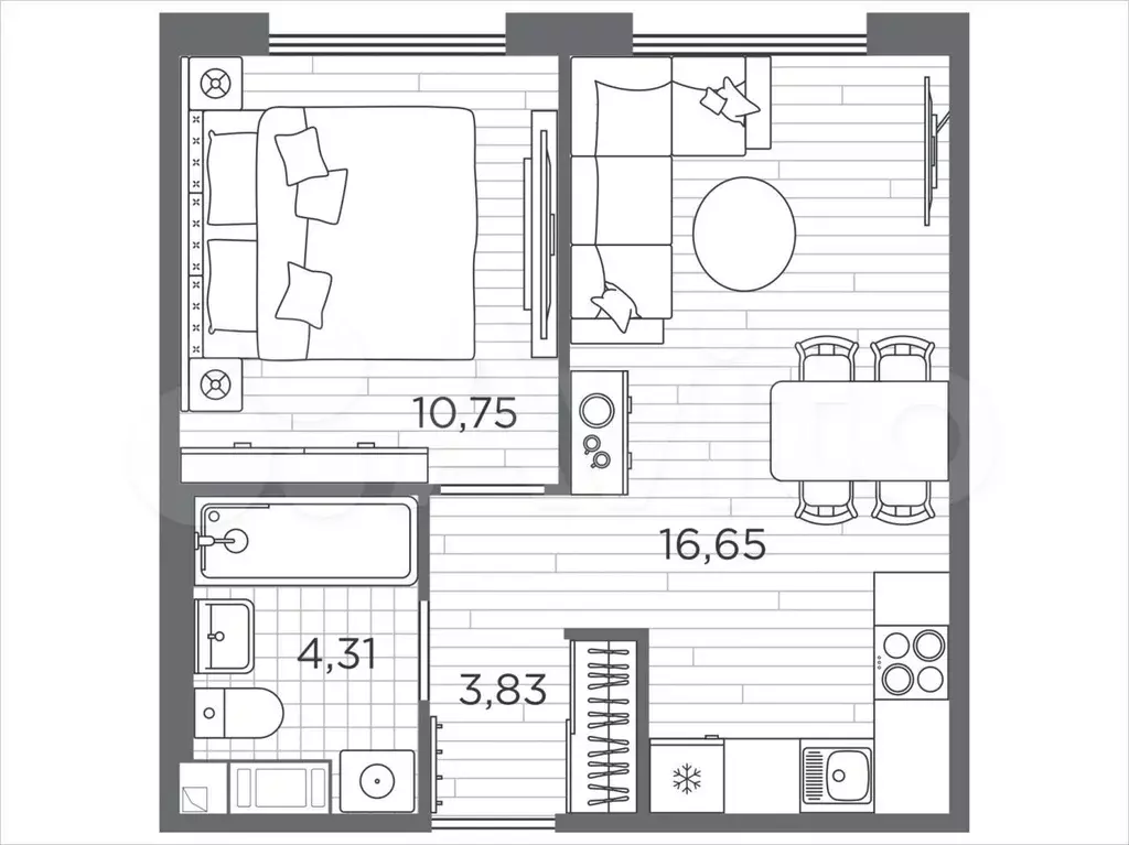 1-к. квартира, 35,5 м, 5/5 эт. - Фото 0