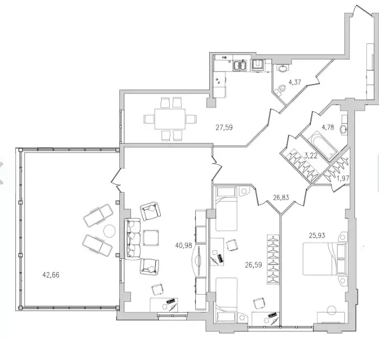 3-комнатная квартира: Санкт-Петербург, Московский проспект, 183-185 ... - Фото 1