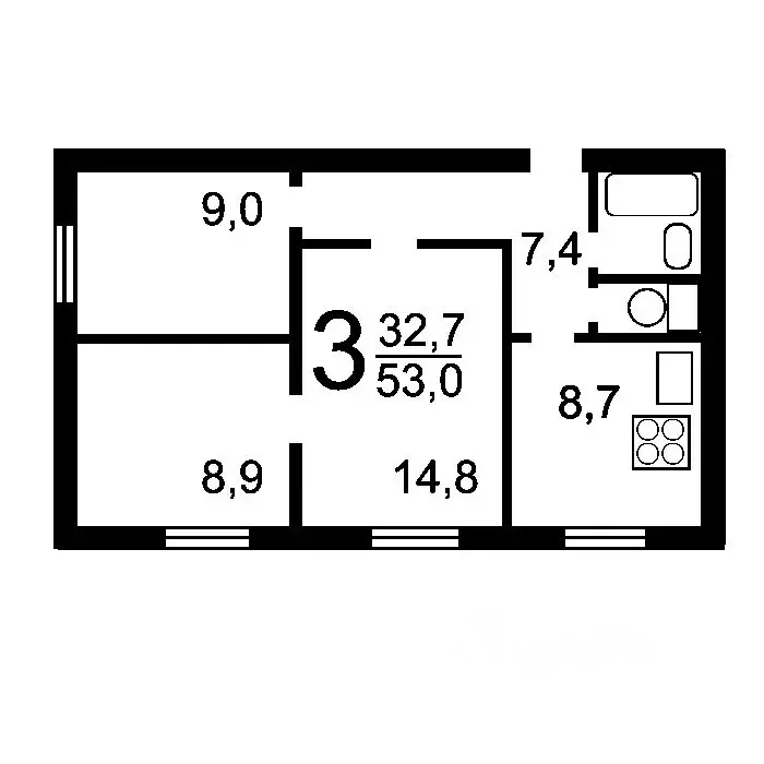 3-к кв. Московская область, Балашиха ул. Мира, 7 (55.0 м) - Фото 1