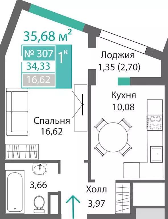 1-к кв. Крым, Симферополь Крымская роза мкр,  (35.68 м) - Фото 0