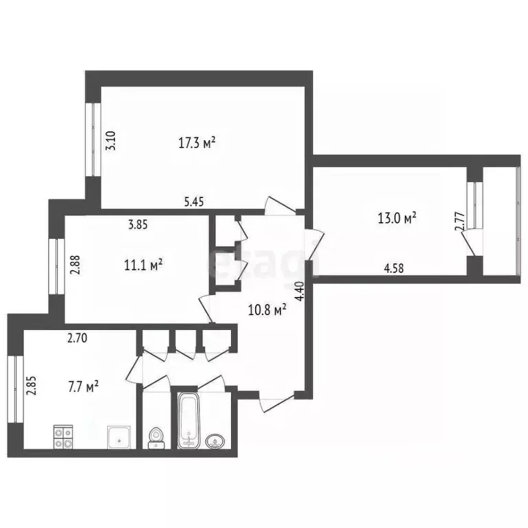 3-к кв. Ямало-Ненецкий АО, Новый Уренгой Дружба мкр, 1/5 (66.7 м) - Фото 1