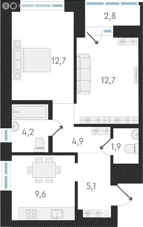 2-комнатная квартира: Новосибирск, улица Аэропорт, 49/2 (51.1 м) - Фото 0