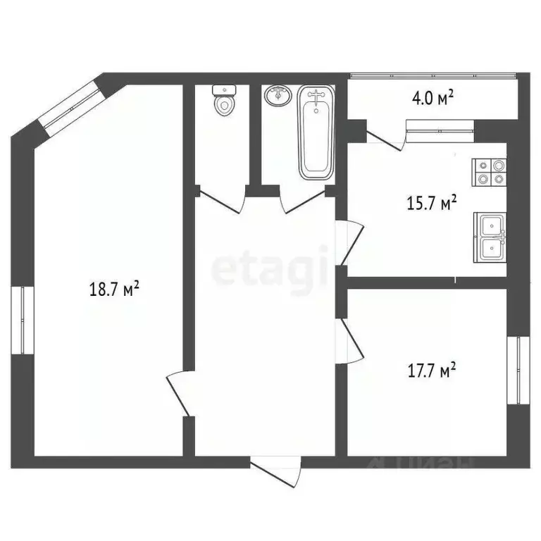 2-к кв. Ростовская область, Ростов-на-Дону ул. Бориса Слюсаря, 23с1 ... - Фото 1