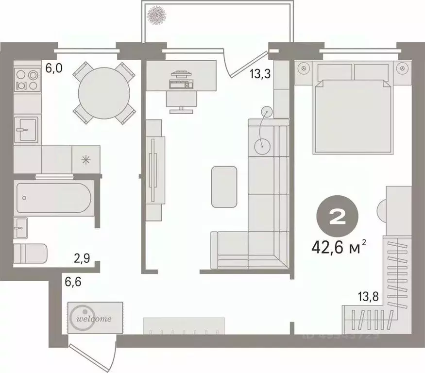 2-к кв. Курганская область, Курган ул. Карла Маркса, 147 (42.6 м) - Фото 2