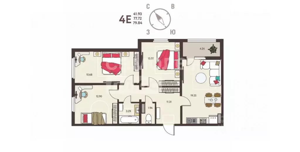 3-к кв. Липецкая область, Липецк Ленина-Соборная пл. (79.84 м) - Фото 2