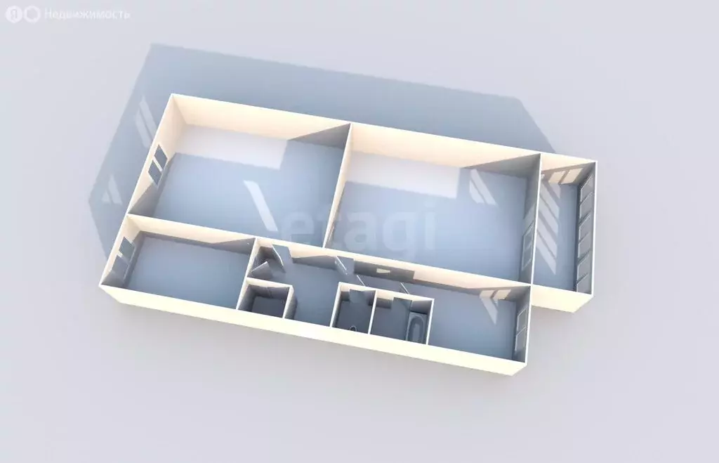 3-комнатная квартира: Южно-Сахалинск, улица М.А. Пуркаева, 82А (61.4 ... - Фото 1