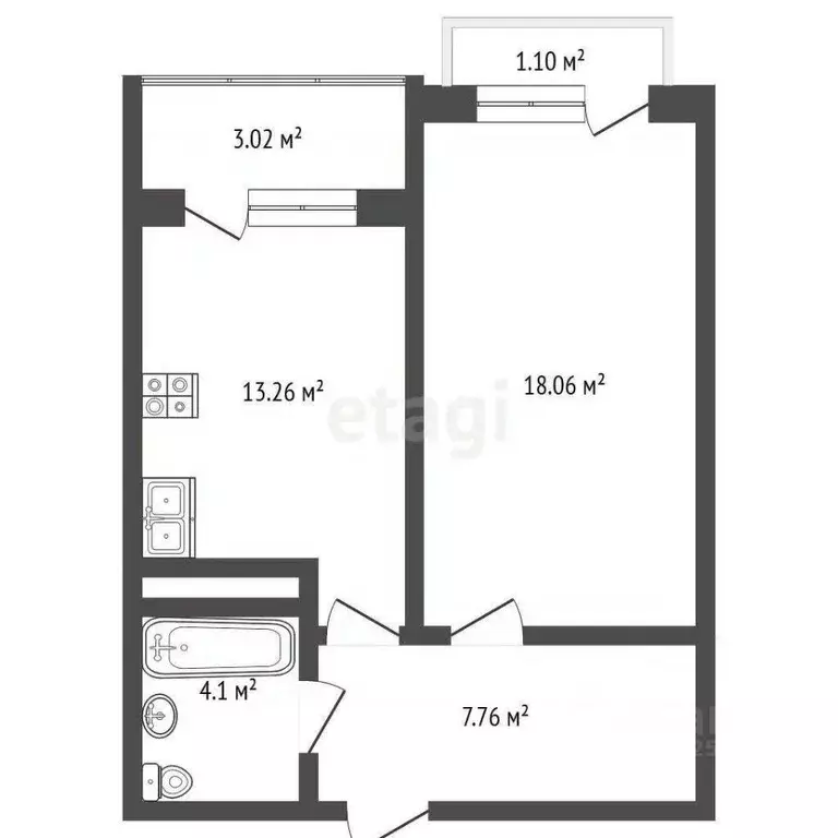 1-к кв. Крым, Симферопольский район, с. Мирное ул. Славы (44.99 м) - Фото 2