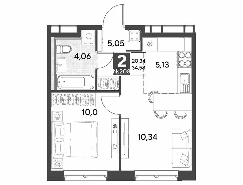 2-комнатная квартира: Калуга, улица Болдина, 22/1 (34.58 м) - Фото 0