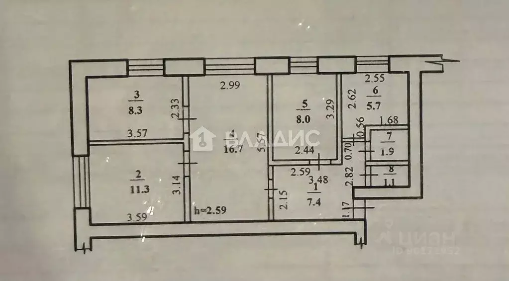 4-к кв. Башкортостан, Стерлитамак просп. Октября, 15 (62.0 м) - Фото 2
