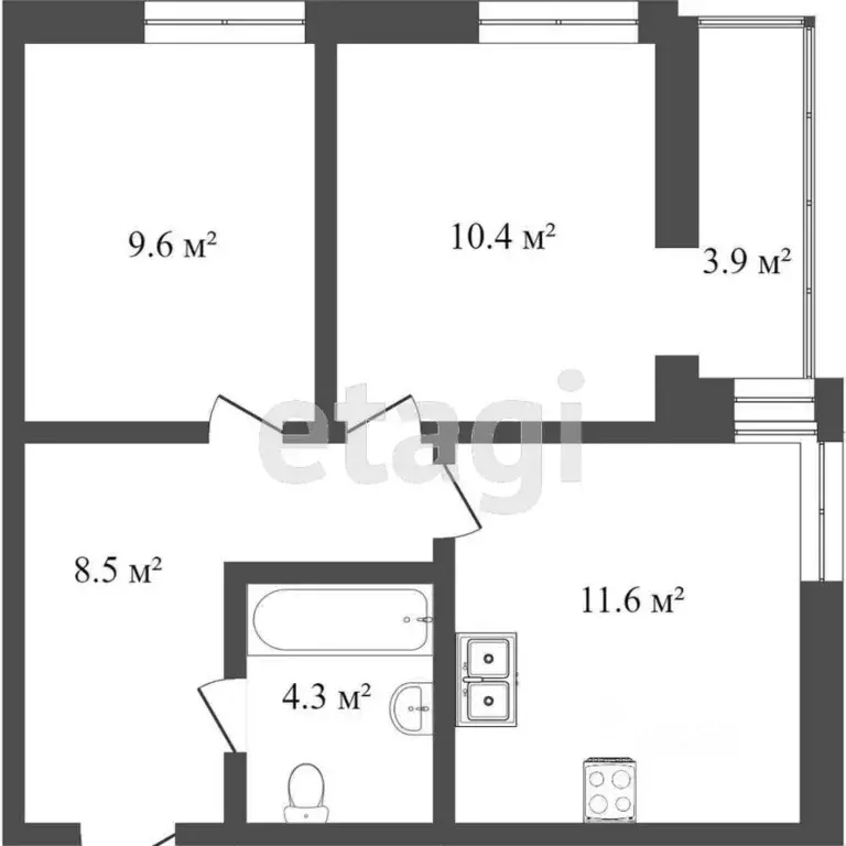 2-к кв. Крым, Симферополь ул. Бородина (48.0 м) - Фото 1