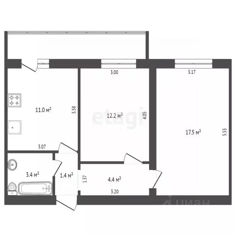 2-к кв. Ростовская область, Ростов-на-Дону Футбольная ул., 25 (49.9 м) - Фото 1