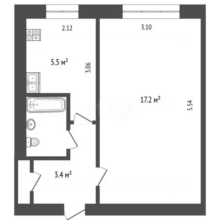 1-к кв. Вологодская область, Вологда Козленская ул., 127 (29.0 м) - Фото 1