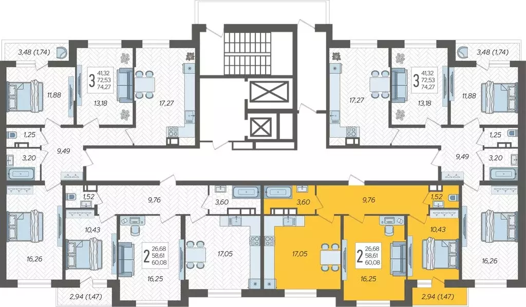 2-комнатная квартира: Краснодар, ЖК Смородина (60.08 м) - Фото 2