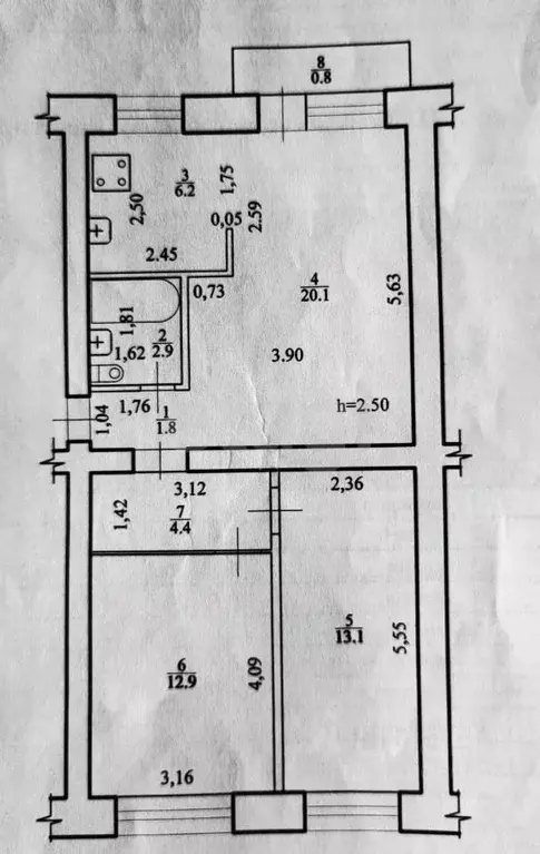 3-к кв. Забайкальский край, Чита ул. Бекетова, 48 (61.4 м) - Фото 2