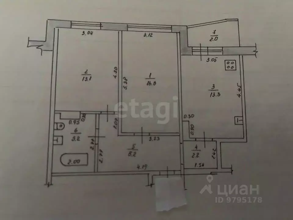 2-к кв. Татарстан, Казань просп. Победы, 158 (58.8 м) - Фото 2