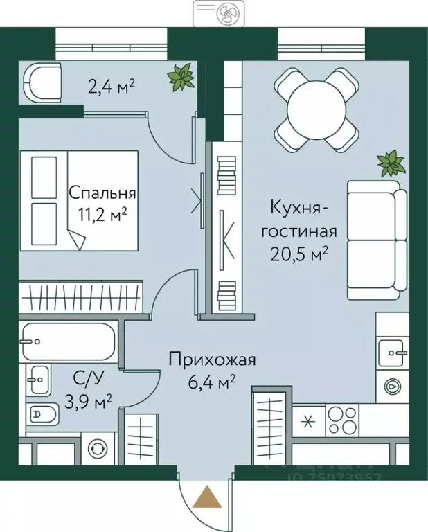 1-к кв. Волгоградская область, Волгоград Новосибирская ул., 74с1 (44.4 ... - Фото 0
