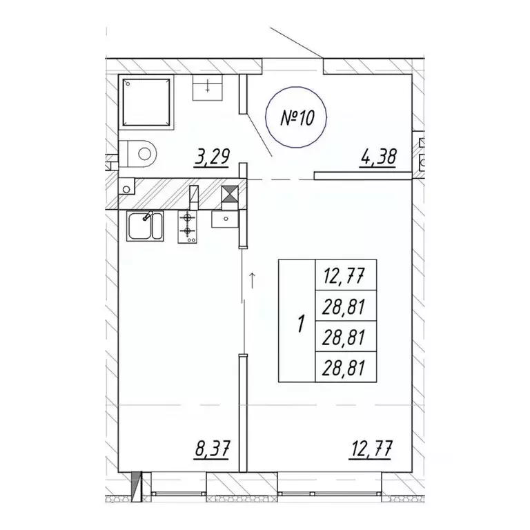 1-к кв. Калининградская область, Зеленоградск  (28.81 м) - Фото 1