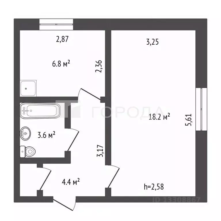 1-к кв. Кемеровская область, Новокузнецк ул. Сеченова, 8 (33.7 м) - Фото 2